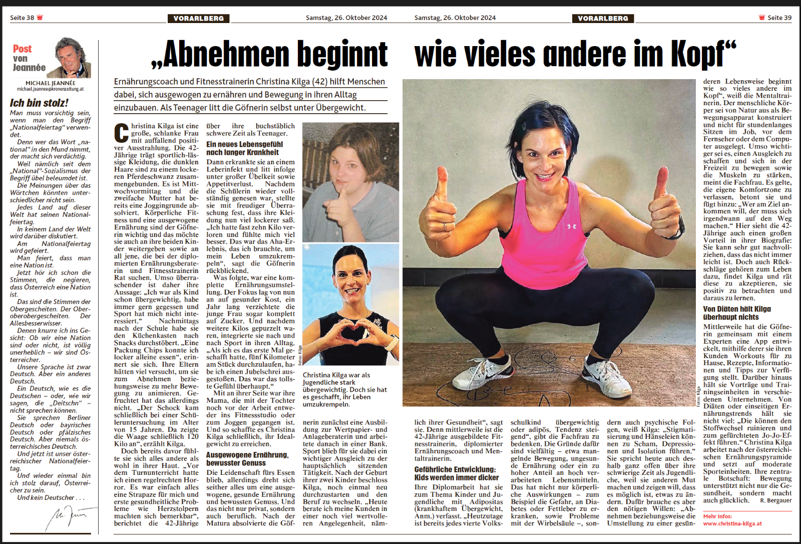 Zeitungsartikel über Christina Kilga – Abnehmen beginnt im Kopf